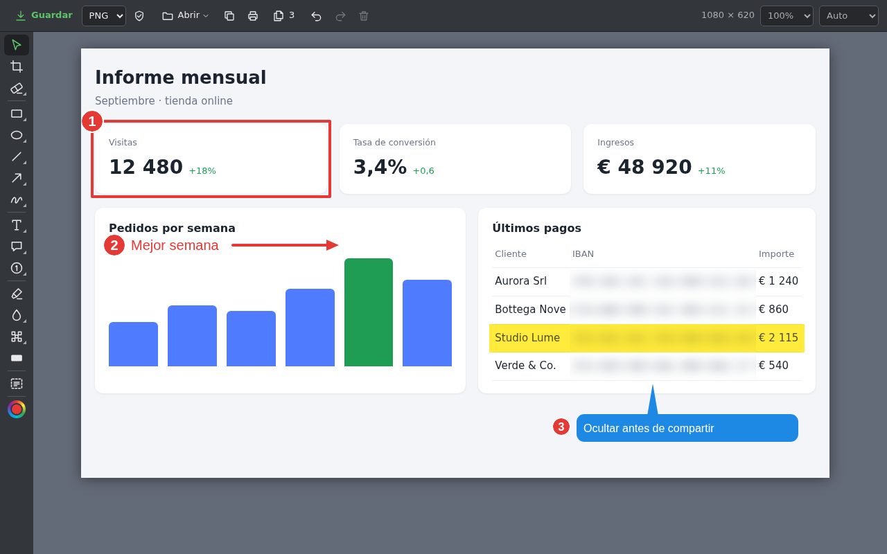 El editor de Picantex con una captura anotada