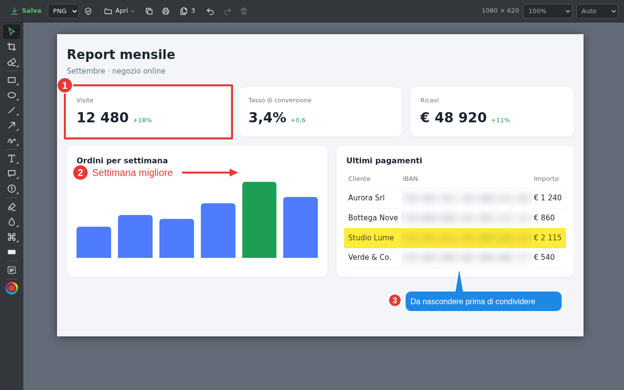 L'editor di Picantex con una schermata annotata